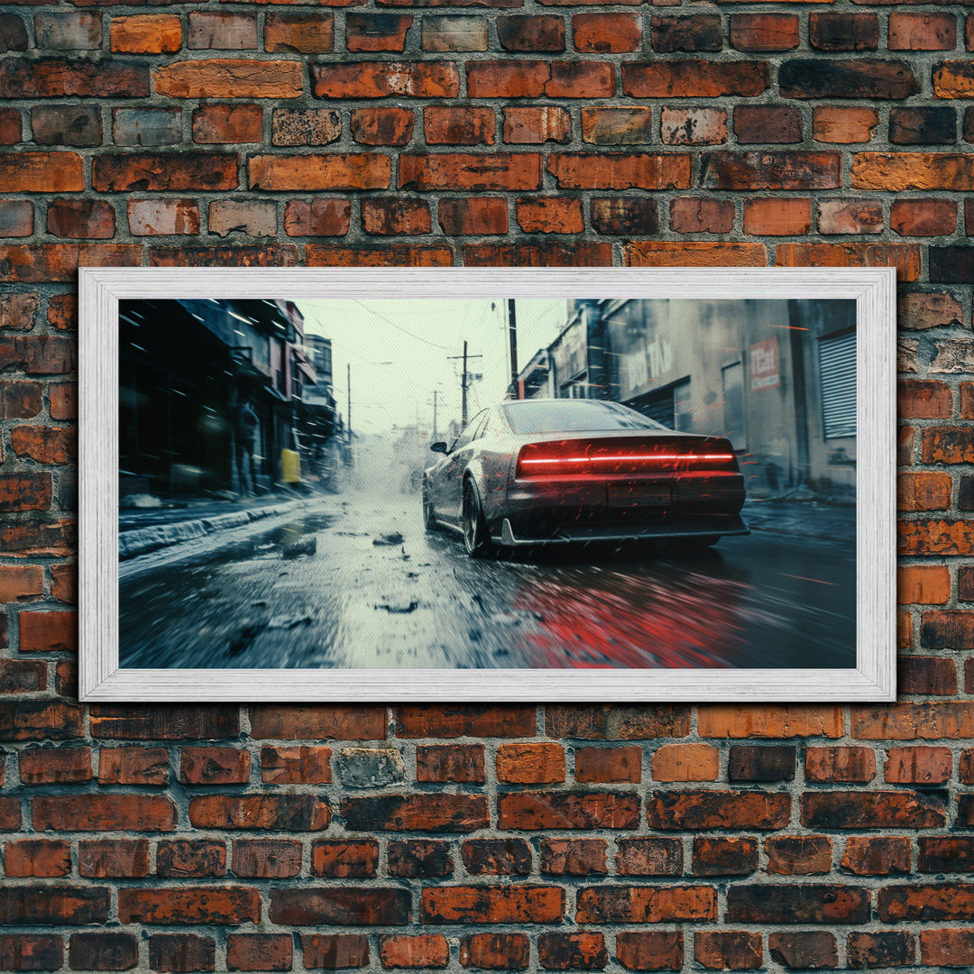 Cool Supercar Art, Framed Canvas Print, Cyberpunk Sportscar Painting, Futuristic Supercar Painting, Man Cave Decor, Gift For Him, Car Guy