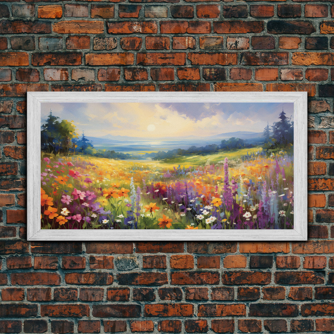 The Meadow, Gallery Wall Art, Framed Canvas Print, Original Oil Painting Reproduction Print, Landscape Art, Guest Room Decor