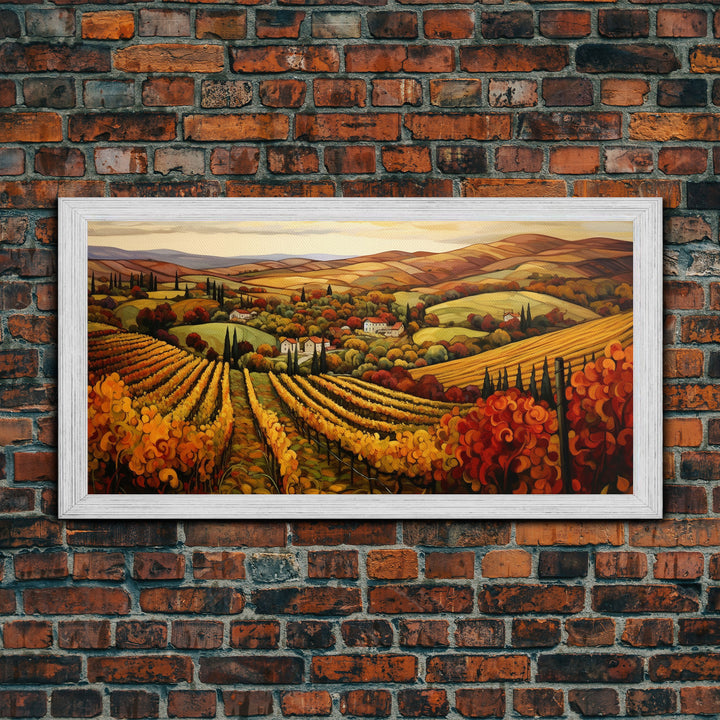 The Italian Countryside In The Fall, Framed Canvas Print, Boho Decor, Autumn Art, Fall Decor, Farmhouse Decor, Best Seller, Fall Centerpiece