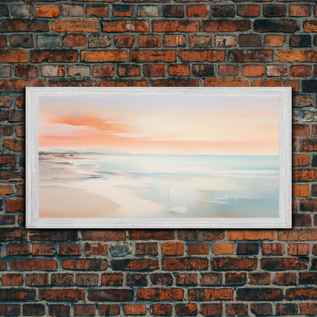 Seascape Art, Beach Art Print, Pink Sky Print, Panoramic Art, Wall Art, Canvas Art, Landscape Art Print, Gift For Couples, Family Home Décor