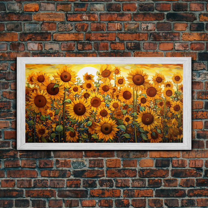 Sunflowers Wall Art, Yellow Flower Art, Field Of Flowers, Panoramic Art, Wall Art, Canvas Art, Landscape Art, Business Gift, Southern Decor