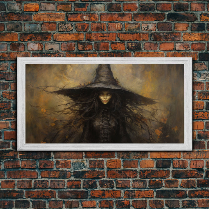 The Witch, Framed Canvas Print, Halloween Decor, Witch Painting, Horror Prints, Goth Art, Witchy Decor, Halloween Wall Art