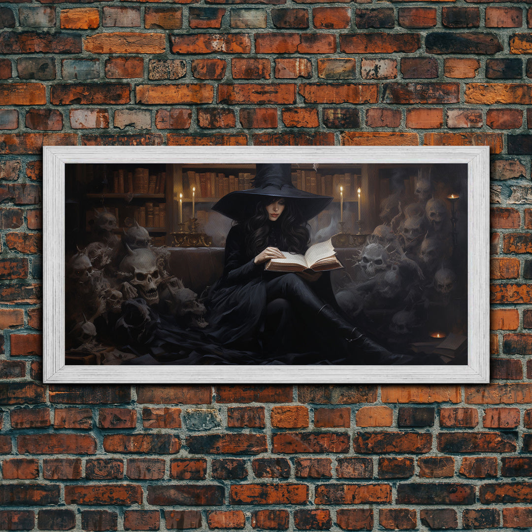 The Witch, Framed Canvas Print, Halloween Decor, Witch Painting, Horror Prints, Goth Art, Witchy Decor, Halloween Wall Art