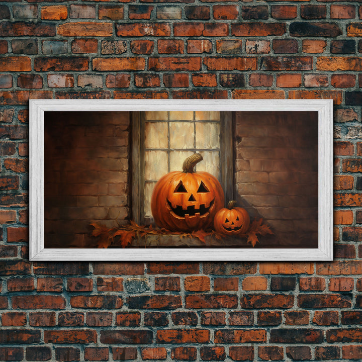 Spooky Art, Halloween Art, Jack O Lantern Art, Framed Canvas Print, Halloween Decor, Halloween Art Prints, The Jack O Lantern In The Window