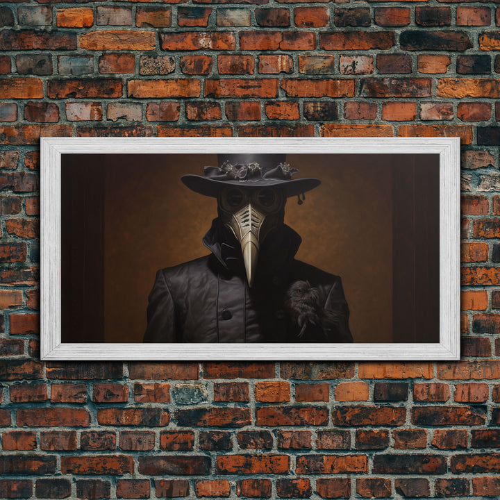 The Plague Doctor, Dark Academia, Framed Canvas print, Halloween Art Prints, Spooky Victorian Oil Painting Print, Halloween Decor