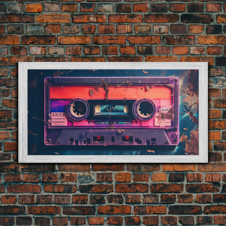 Vaporwave Cassette Tape Wall Art, Framed Canvas Print, 1980s Inspired Home Decor, Retro Art, 80s Decor, Aesthetic Decor