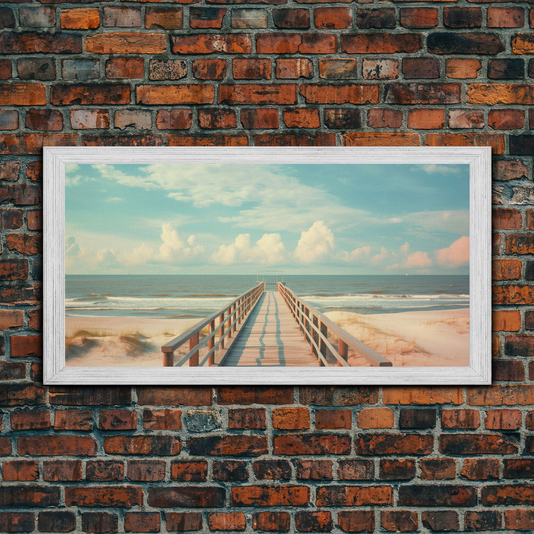 The Beach Boardwalk, Framed Canvas Print, Liminal Art, Framed Wall Decor, Beach Photography, Surf Art, Surf Print, Nautical Decor