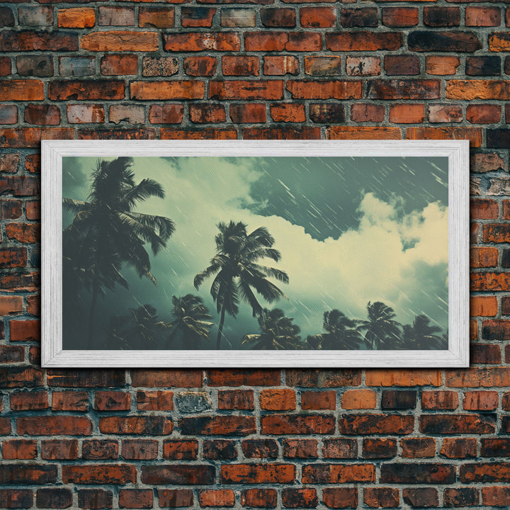 A Florida Rain Storm, Framed Canvas Print, Liminal Art, Liminal Spaces, Framed Wall Art, Game Room Decor, Dark Moody Art