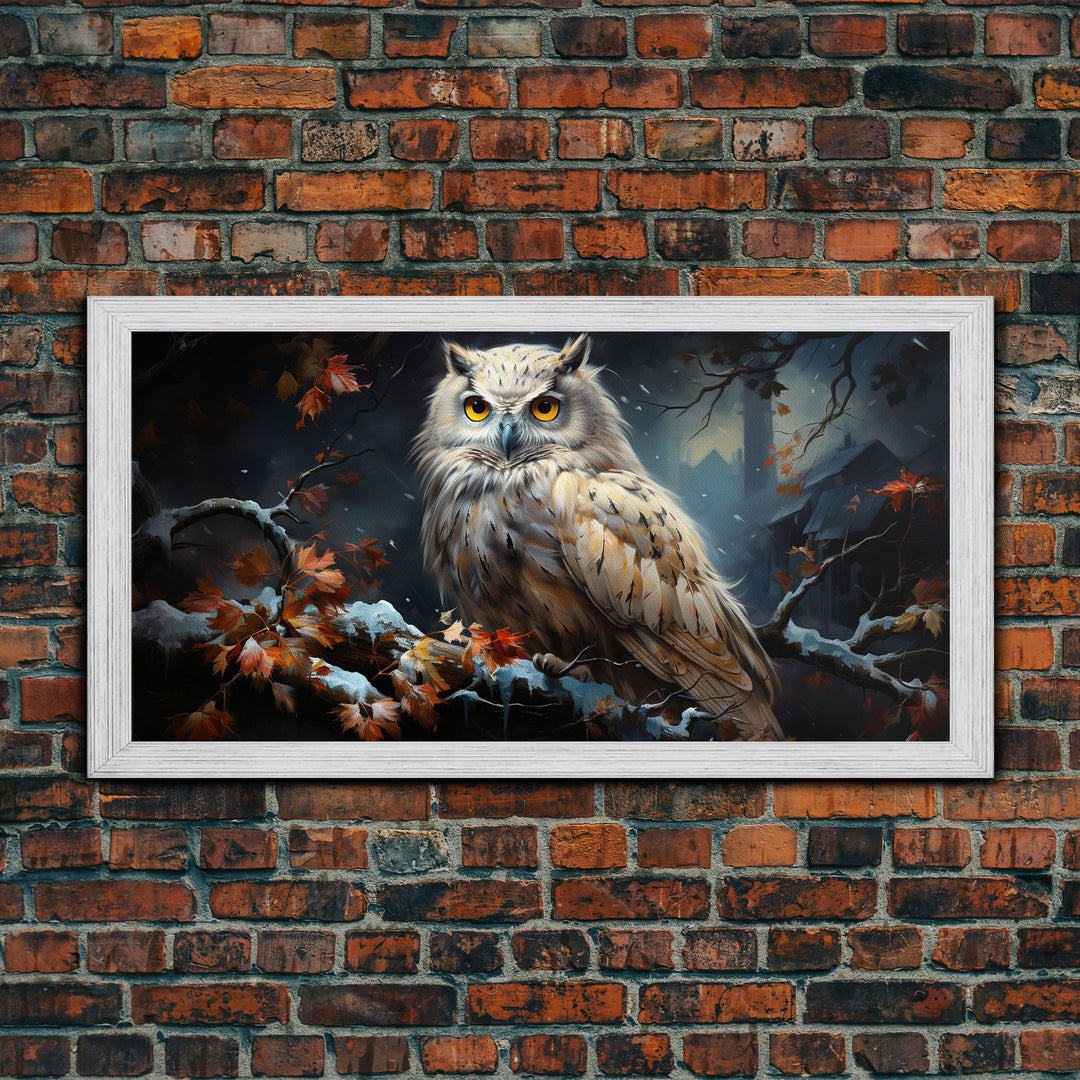 Winter Owl Print - Framed Canvas Art - Owl Print, Owl Art, Owl Wall Art, Owl Painting, Owl Poster, Winter Decor, Snow Owl