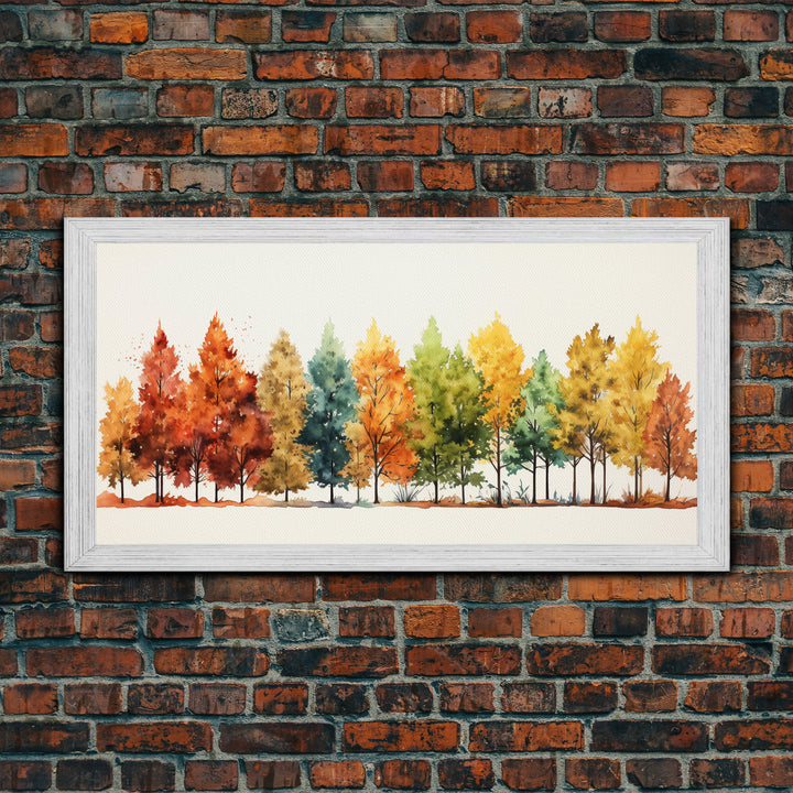 Autumn Decor - The Changing Of The Leaves - Framed Canvas Print - Fall Painting - Fall Centerpiece - Orange Leaves - Rustic Farmhouse Decor