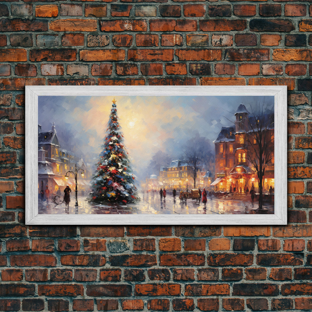 Winter Wonderland Canvas Print - Christmas Village - Christmas Decor - Winter Centerpiece - Christmas Tree In The Village Square