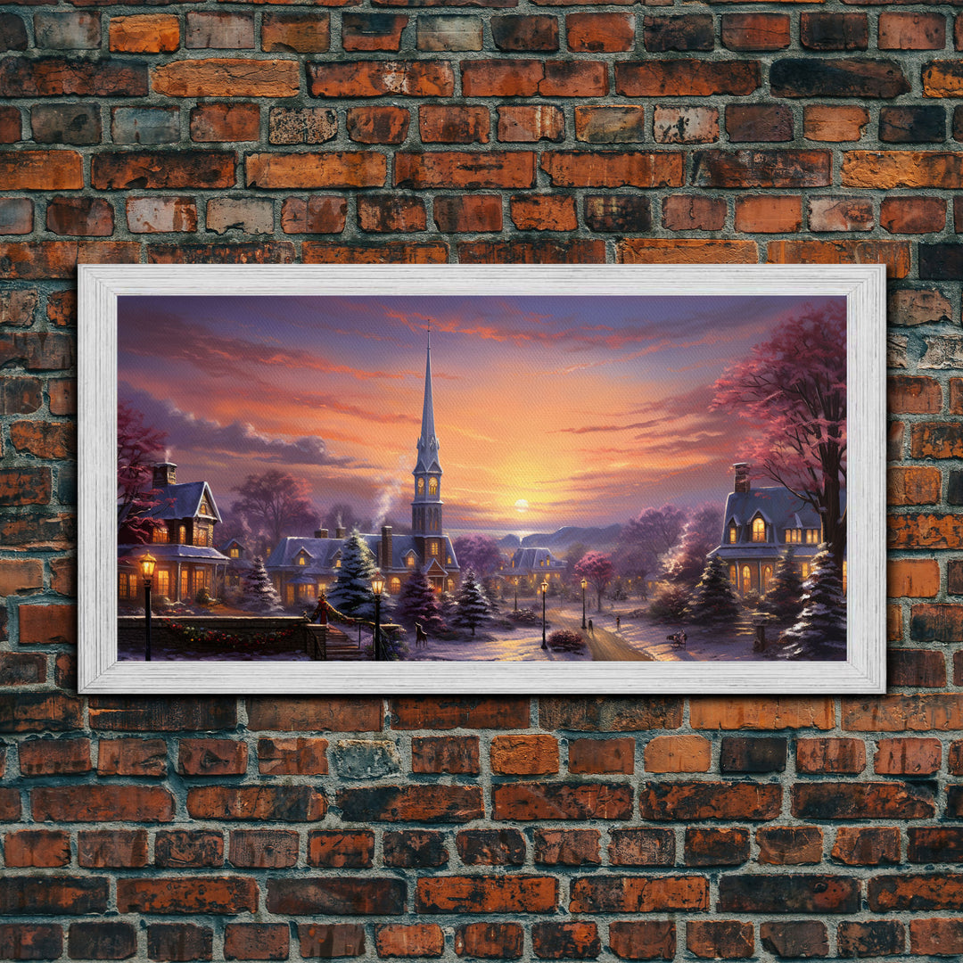 Winter Wonderland Oil Painting Framed Canvas Print - Christmas Decor - Handmade Christmas Gift - Christmas Decoration - Home Decor Wall Art