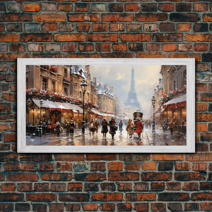 Winter Wonderland - Paris In The  Snow at Christmas Time - Framed Canvas Print - Christmas Decor