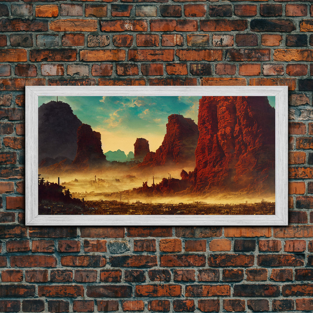 Post Apocalyptic Desert Hellscape, ready to hang canvas print wall art, framed canvas wall art, mancave wall art