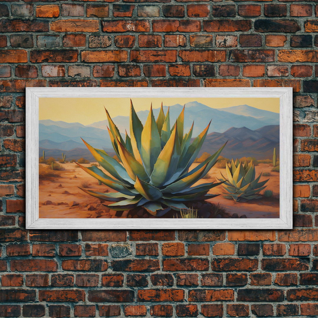 Southwestern Wall Art, Agave Desert Canvas Ready to Hang Large Print, Oil Painting, Landscape Wall Art, Desert Decor