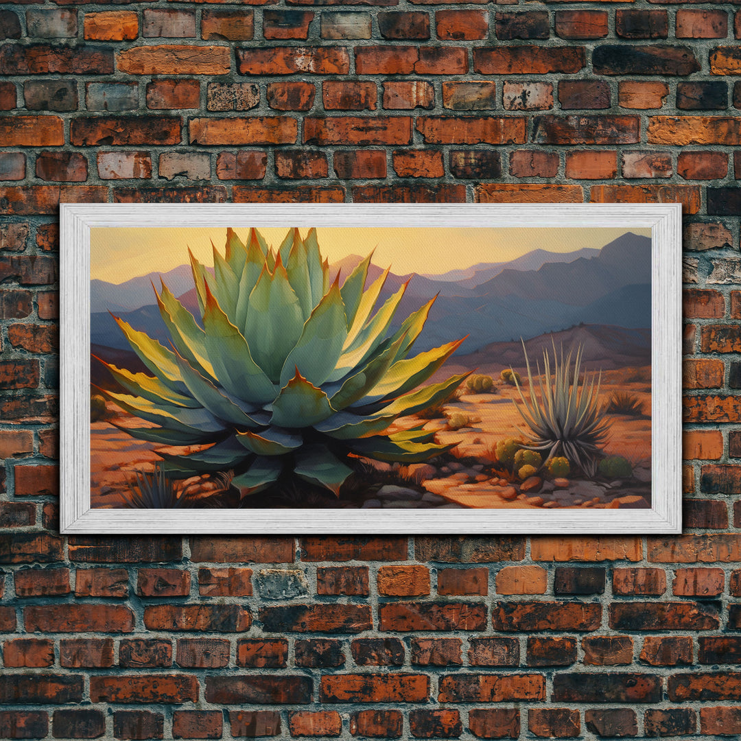 Southwestern Wall Art, Agave Desert Canvas Ready to Hang Large Print, Oil Painting, Landscape Wall Art, Desert Decor