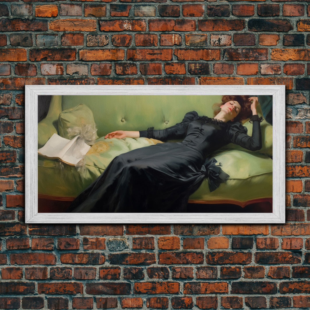 One Of Those Days, Conked Out On The Couch, Decadent Young Woman, Gilded Age Inspired Victorian Female Figure Wall Art