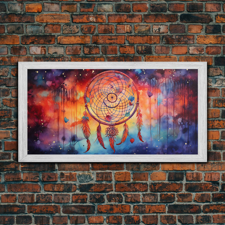 The Dream Catcher, Framed Canvas Print, Surreal Galaxy Inspired Dream Catcher, Native American Inspired Wall Art, Southwester Decor