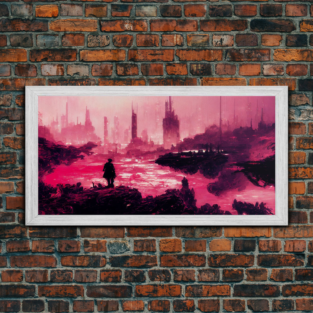 Surreal Dystopian Cyberpunk Art, ready to hang canvas print, framed art