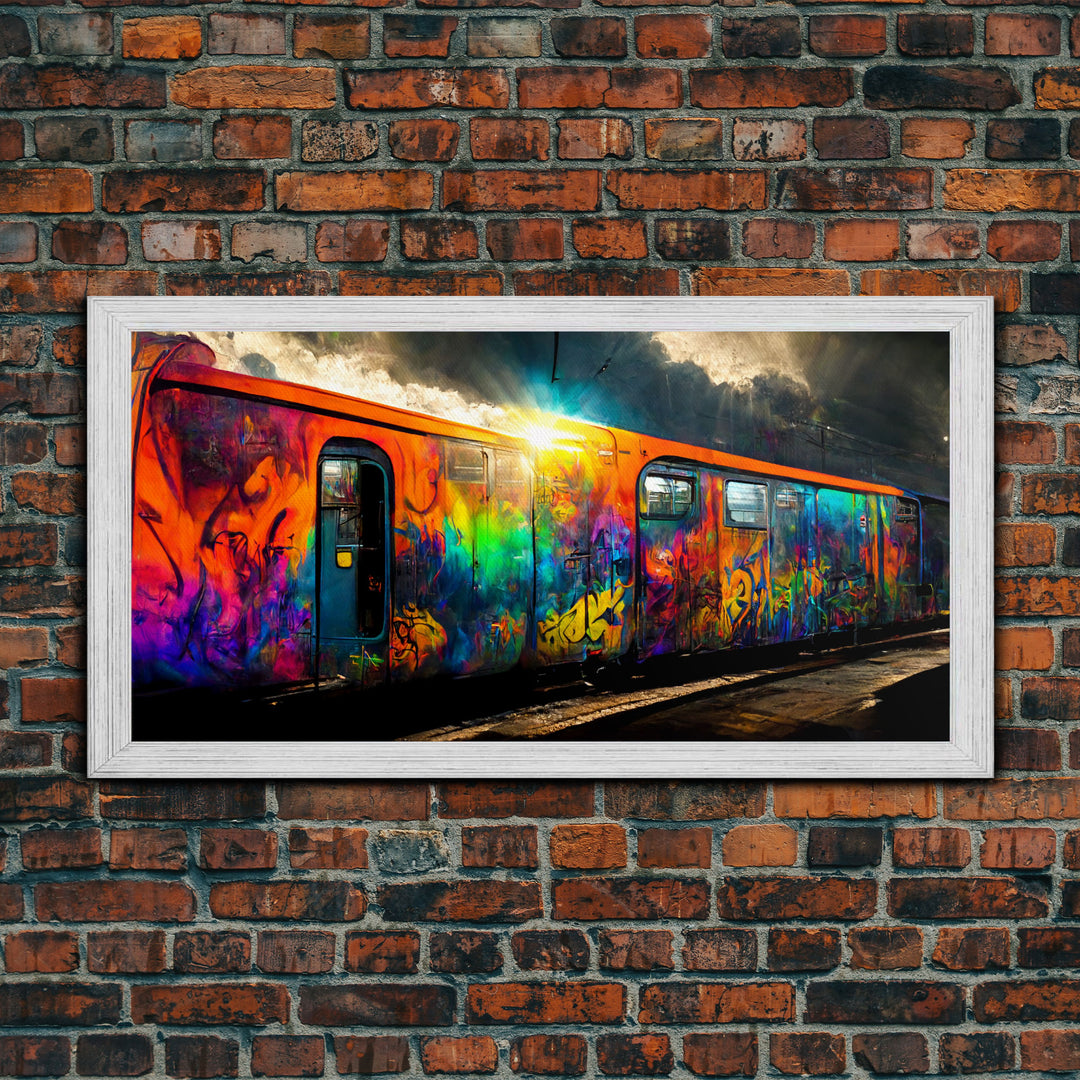 Train car graffiti wall decor, train box car, ready to hang canvas print wall art, graffiti art