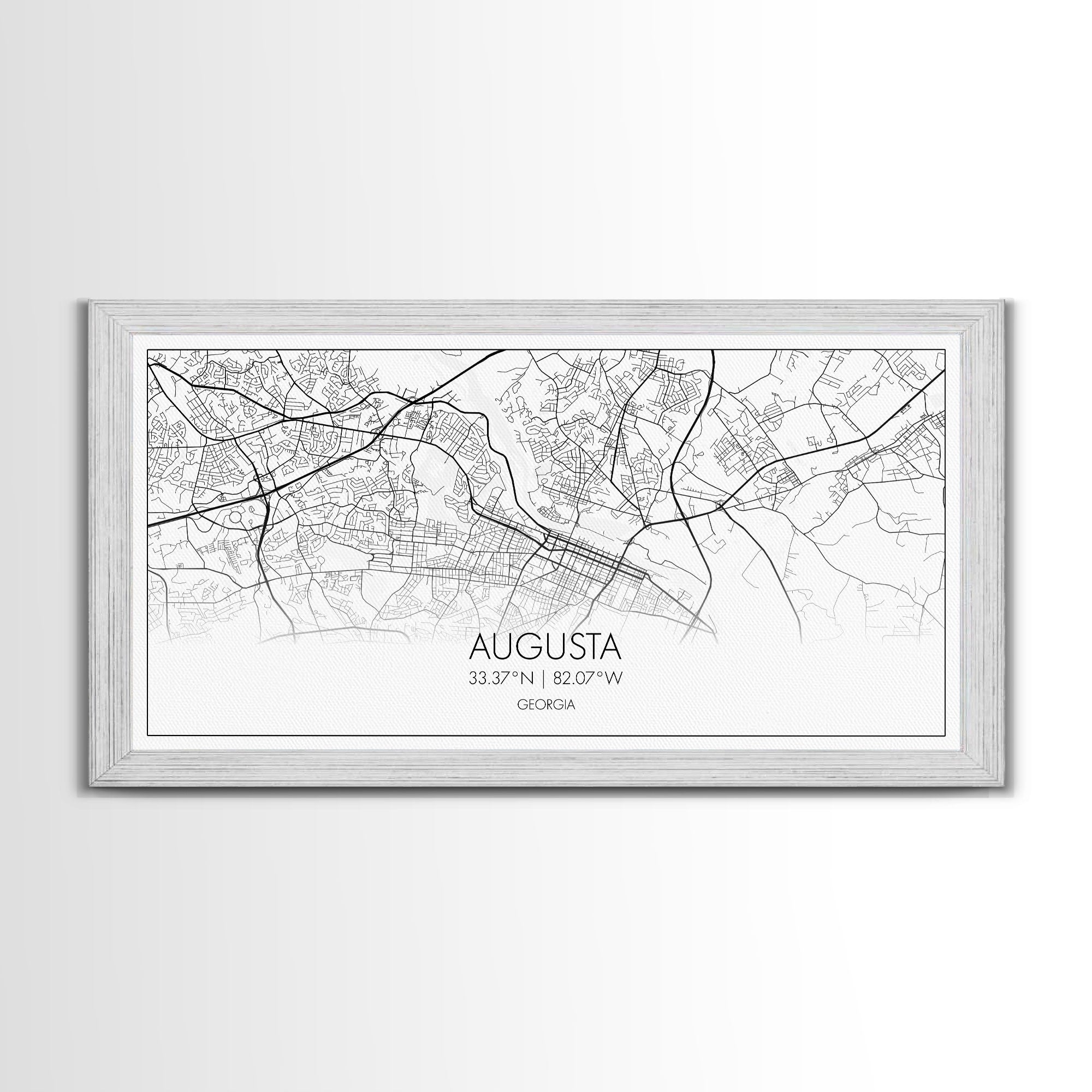 Augusta Street Map, Georgia Map, Map Print, Modern Art, Wall Art, Canvas Print, Farmhouse Décor, College Dorm Décor, Teacher Gift, Prints