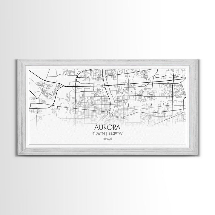 Aurora Street Map, Illinois Map, Map Print, Modern Art, Wall Art, Canvas Print, Room Décor For Teens, Cool Wall Art, Fun Gift, Classroom Art