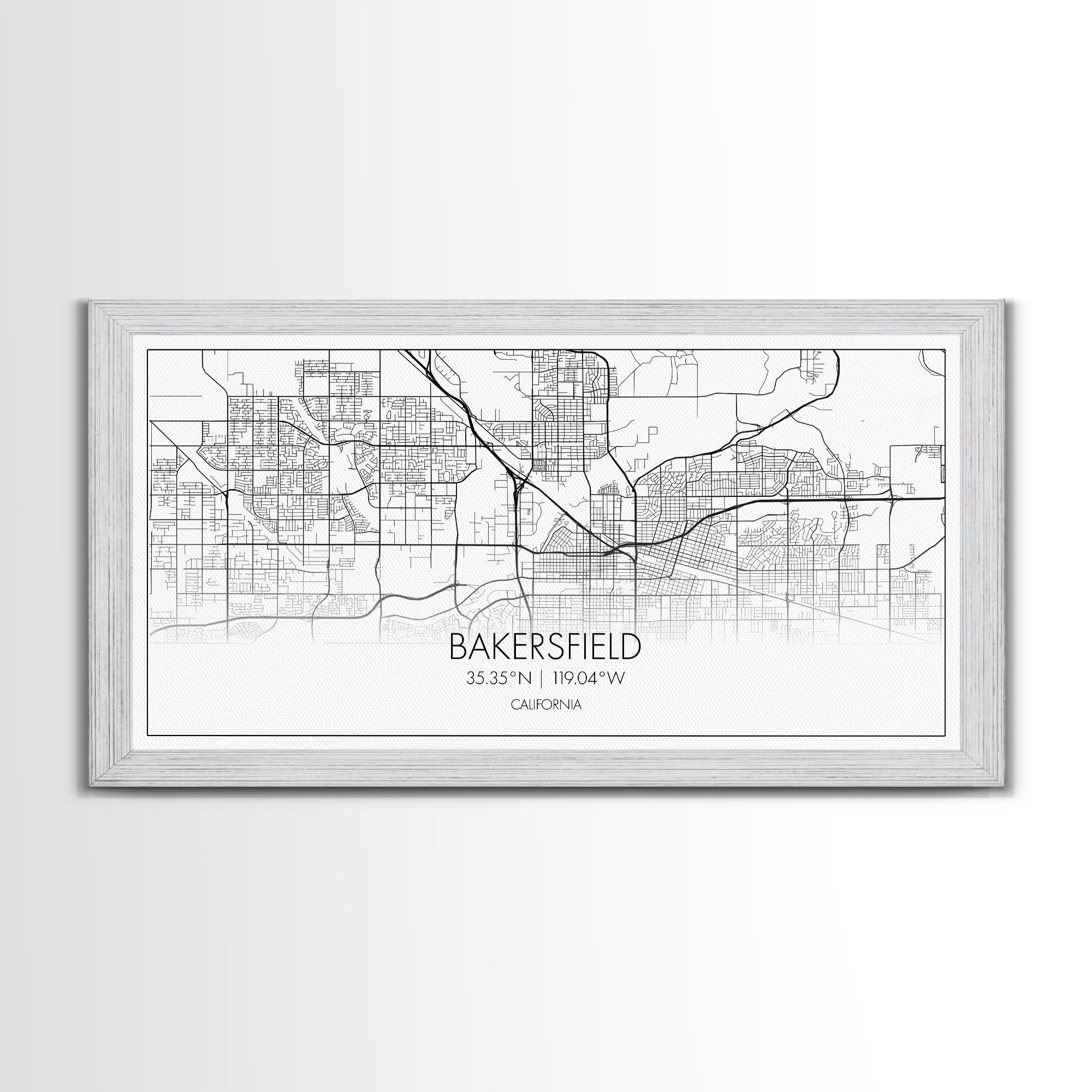 Bakersfield Street Map, California Map, Map Print, Modern Art, Wall Art, Canvas Print, Cabin Décor, Gift For Home, Unique Wall Art, Room Art