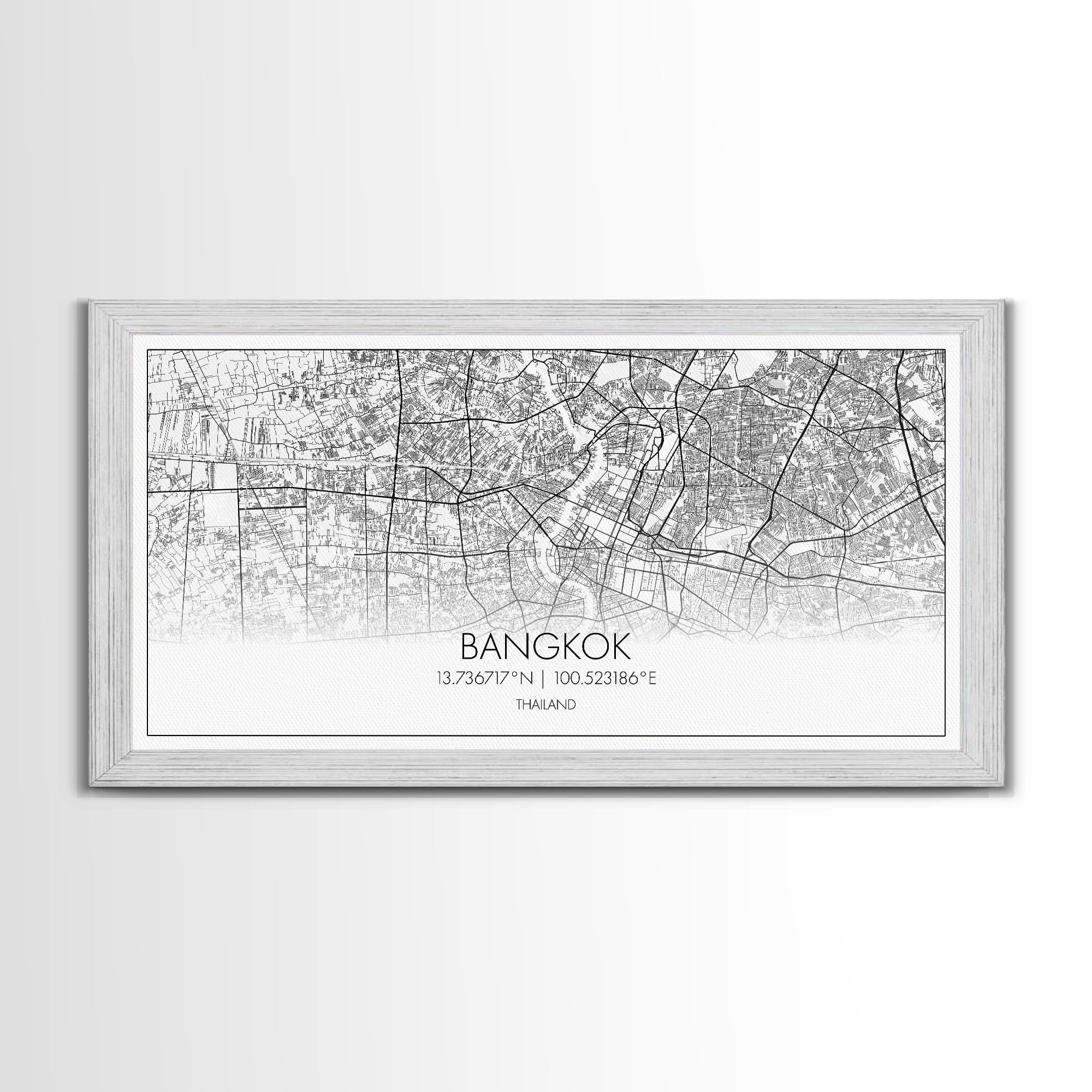 Bangkok Street Map, Thailand Map, Map Print, Modern Art, Wall Art, Canvas Print, Asian Art Print, Gift For Boss, Trendy Wall Art, Home Décor