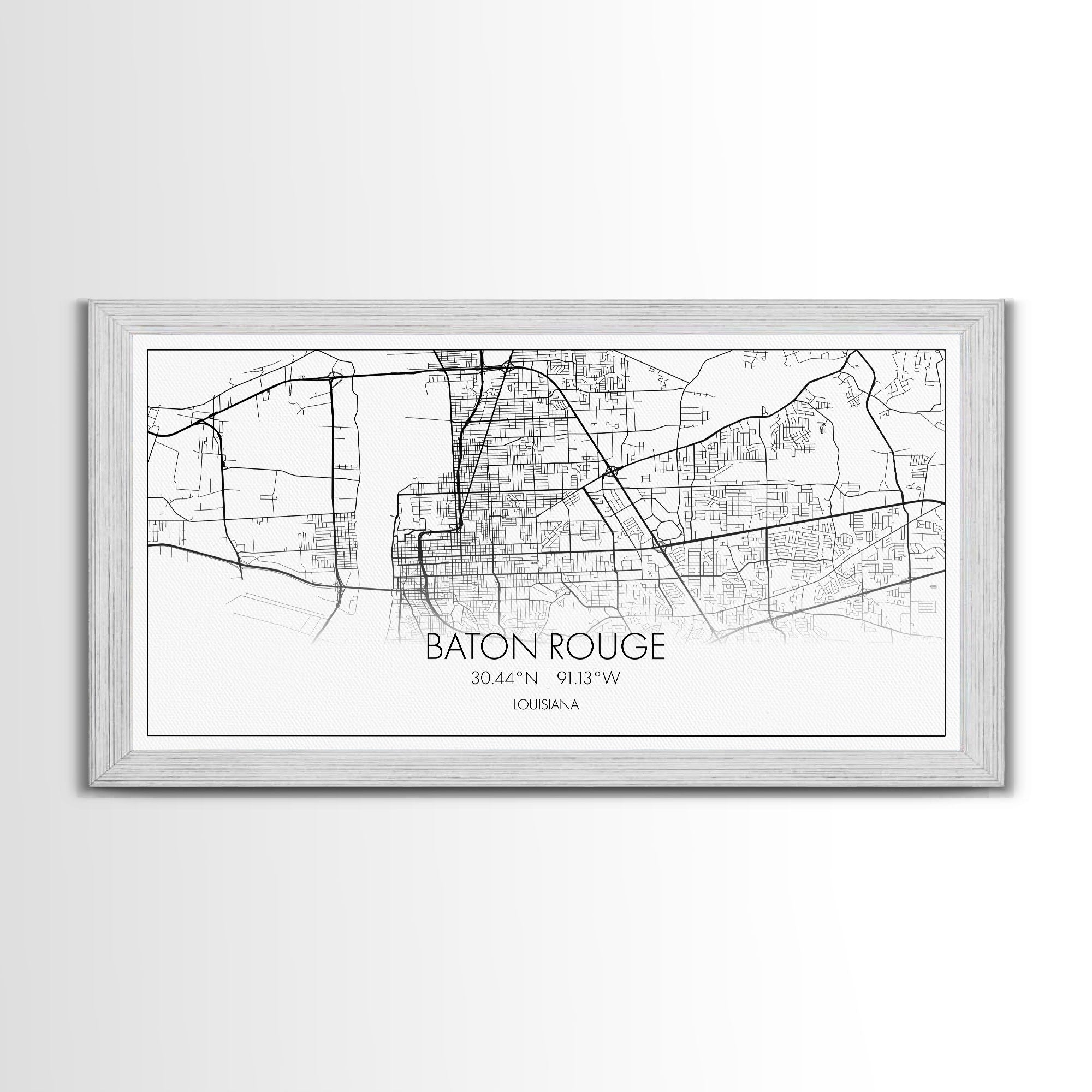 Baton Rouge Street Map, Louisiana Map, Map Print, Modern Art, Wall Art, Canvas Print, Realtor Gift, Wall Art Above Bed, Home Wall Décor