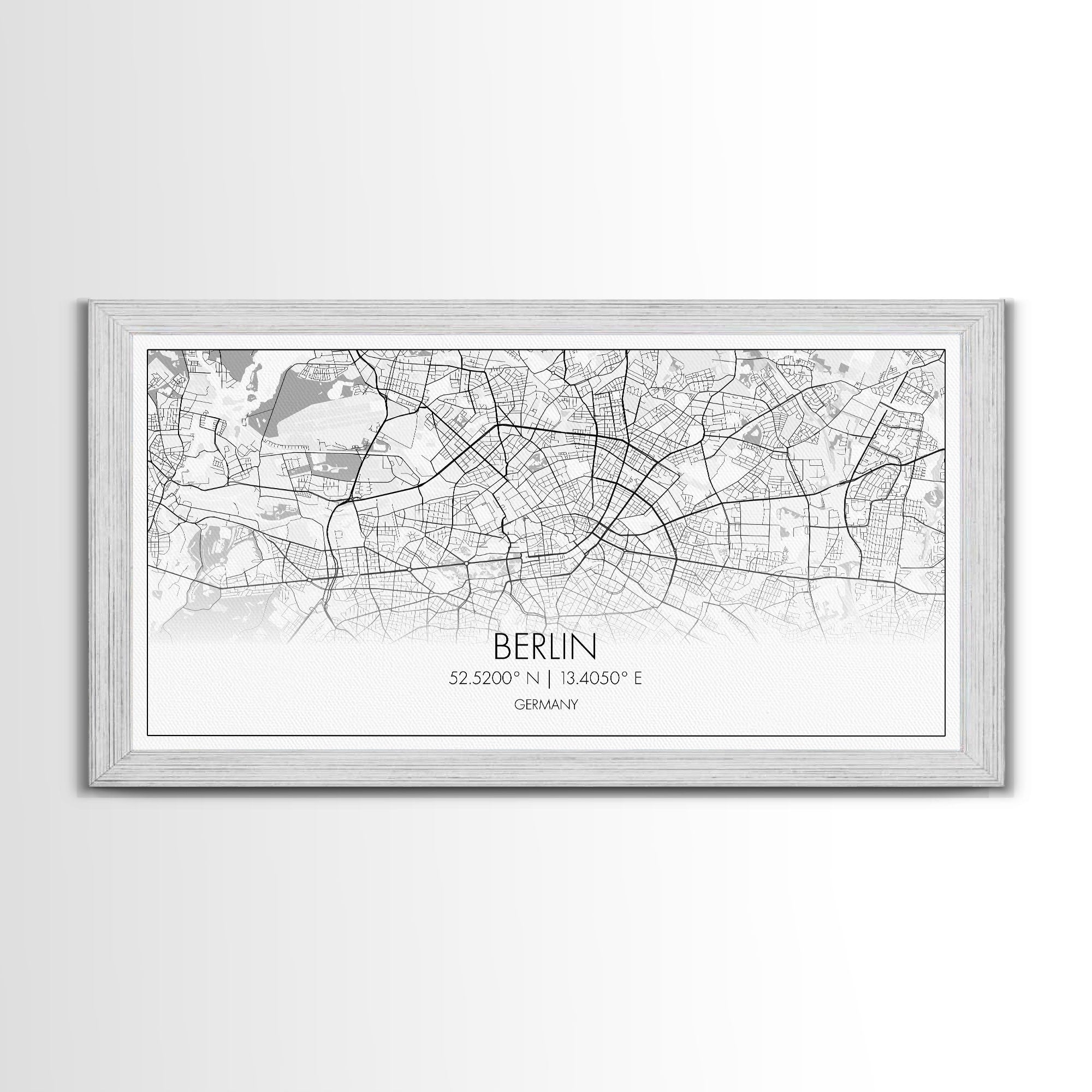 Berlin Street Map, Germany Map, Map Print, Modern Art, Wall Art, Canvas Print, Gift For New Home, Couples Décor, Minimalist Wall Art