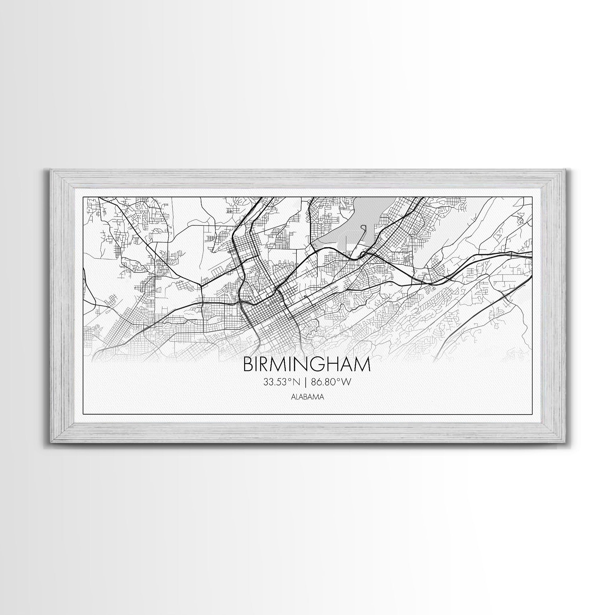 Birmingham Street Map, Alabama Map, Map Print, Modern Art, Wall Art, Canvas Print, Hometown Gifts, Entryway Décor, Farmhouse Wall Art