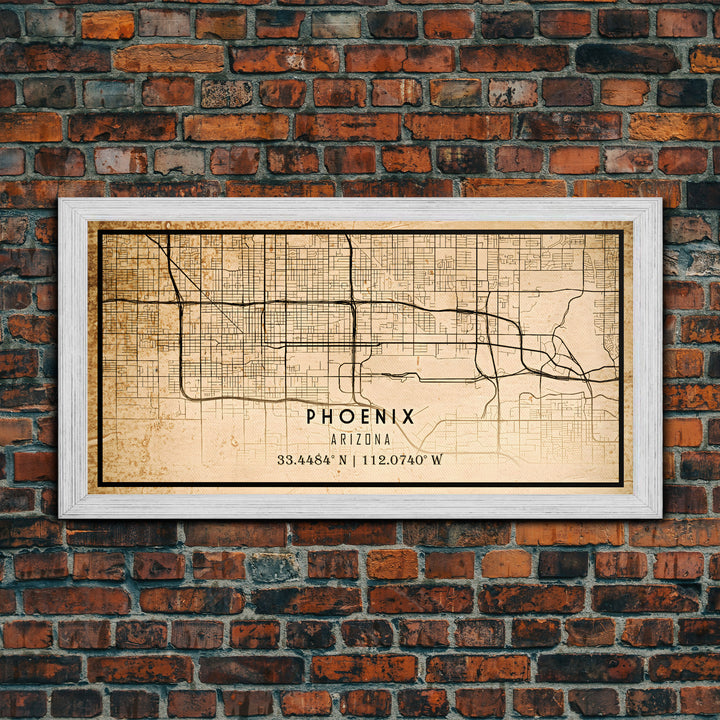 Phoenix Arizona Street Map, Framed Canvas Art, Arizona United States Road Map Wall Art, Office Wall Art, Wall Decor for Office