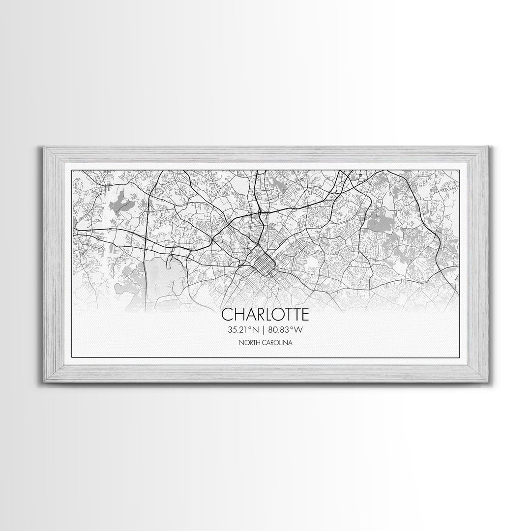 Charlotte Street Map, North Carolina Map, Map Print, Modern Art, Wall Art, Canvas Art, Wall Art Framed, Appreciation Gift, Couple Wall Art