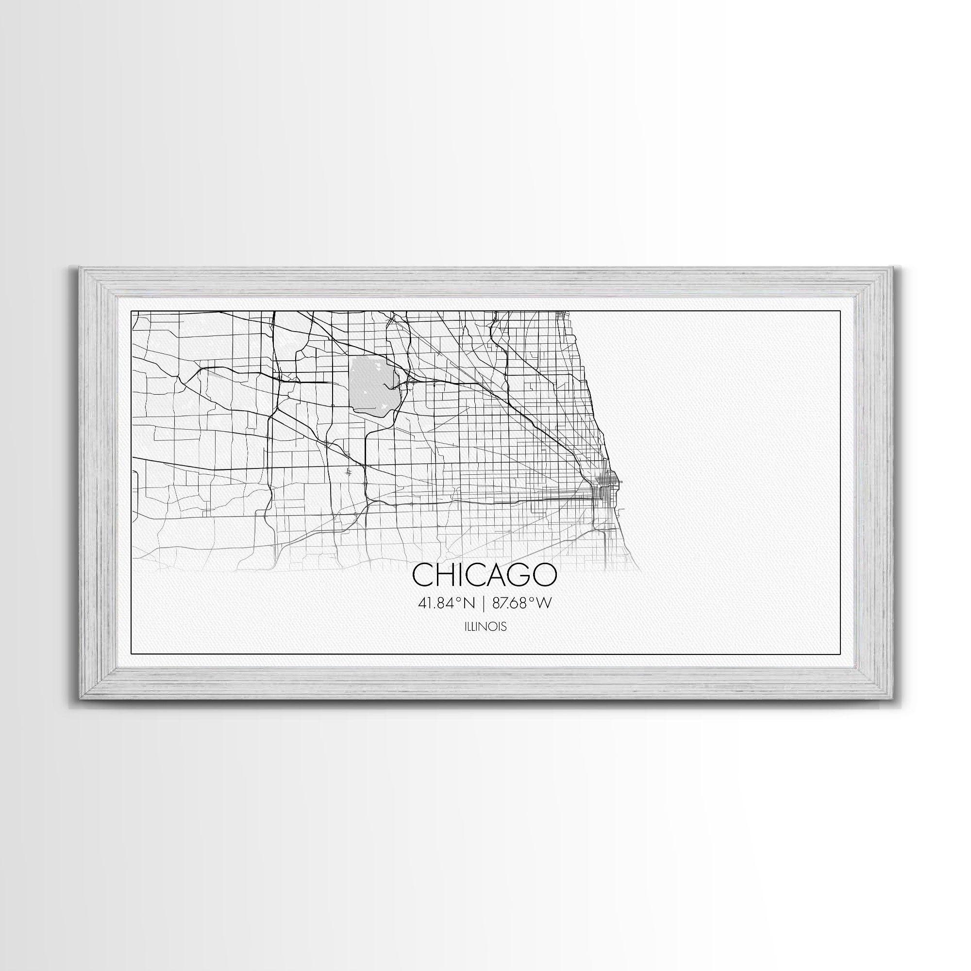 Chicago Street Map, Illinois Map, Map Print, Modern Art, Wall Art, Canvas Art, Apartment Décor, Housewarming Gift, Dorm Wall Art, Office Art