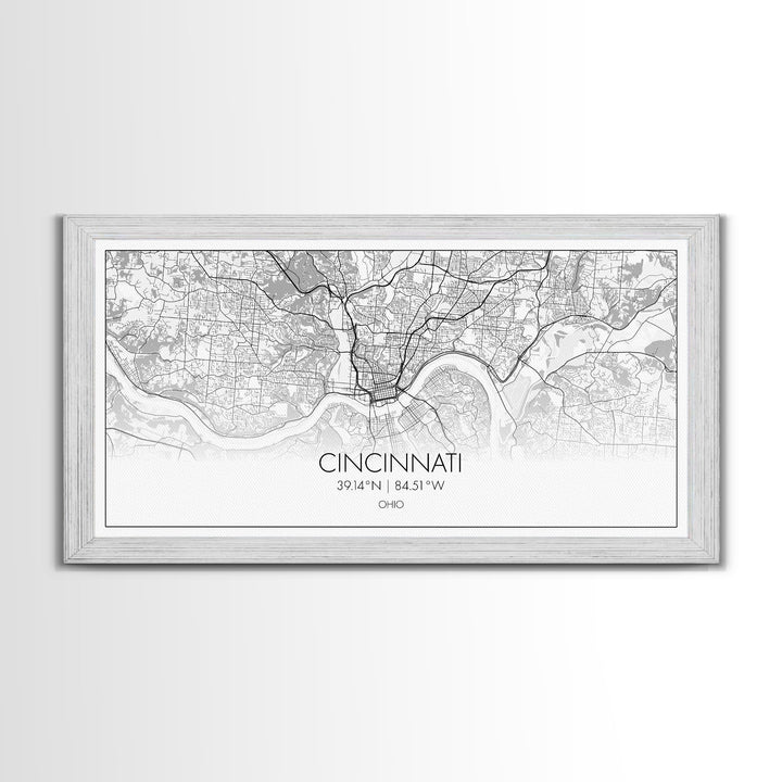 Cincinnati Street Map, Ohio Map, Map Print, Modern Art, Wall Art, Canvas Art, Garage Art, Educational Wall Art, Above Desk Décor, Room Décor