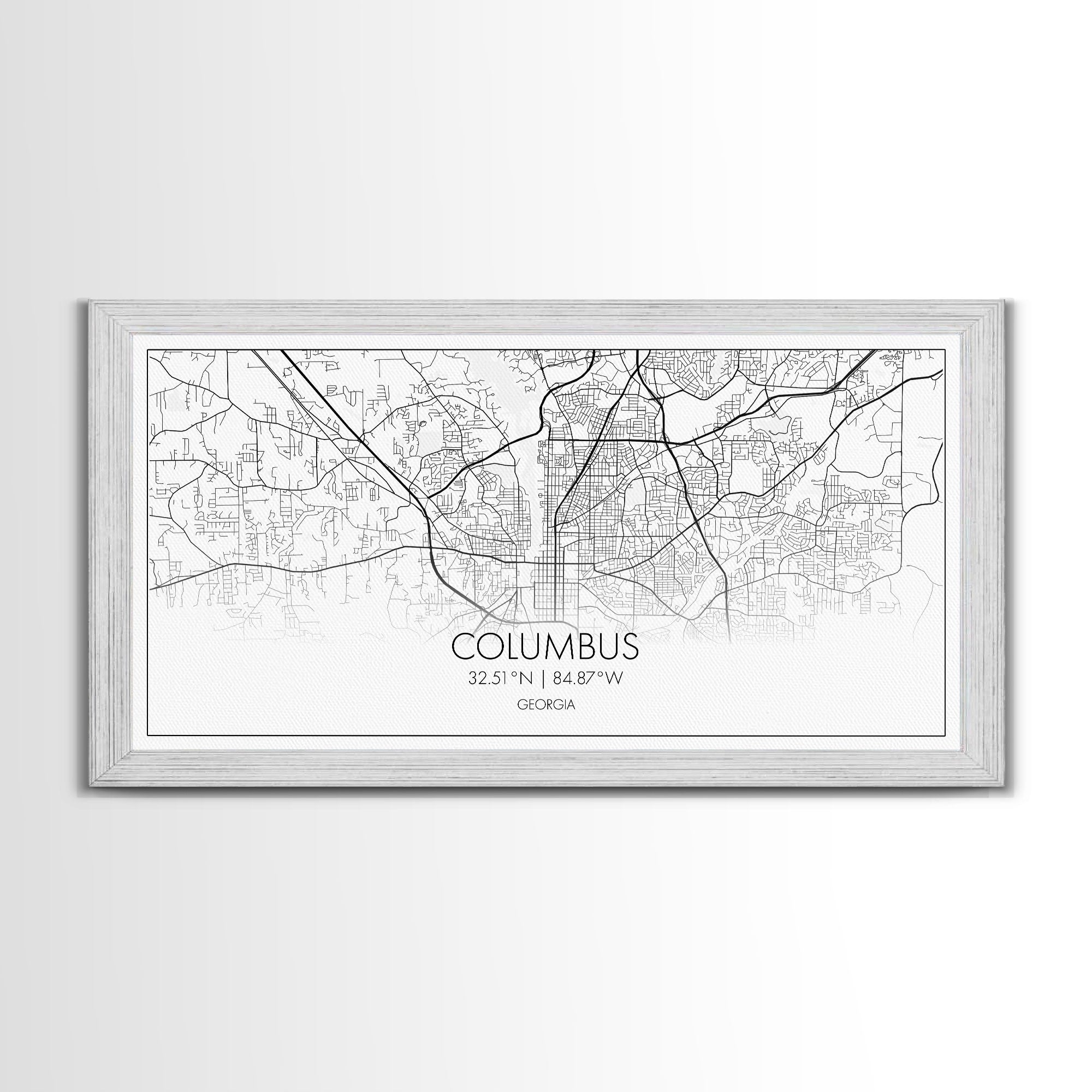 Columbus Street Map, Georgia Map, Map Print, Modern Art, Wall Art, Canvas Art, Couple Wall Décor, Bedroom Décor Man, Appreciation Gift