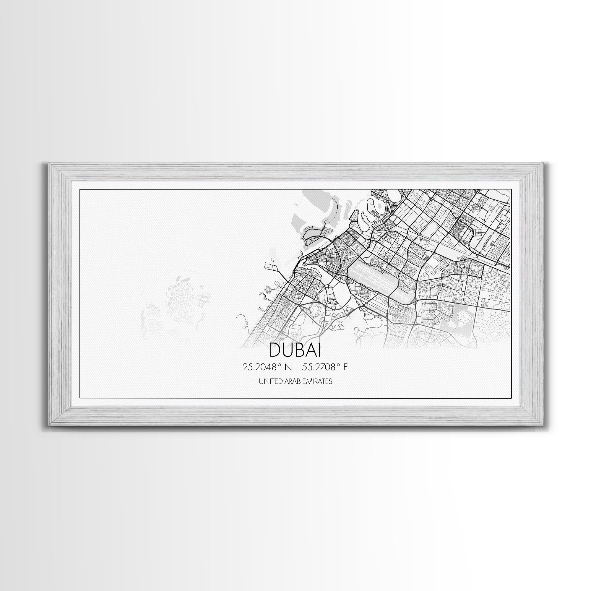 Dubai Street Map, United Arab Emirates Map, Map Print, Minimalist Art, Wall Art, Canvas Art, Cabin Wall Art, Gift For Traveler, Room Décor