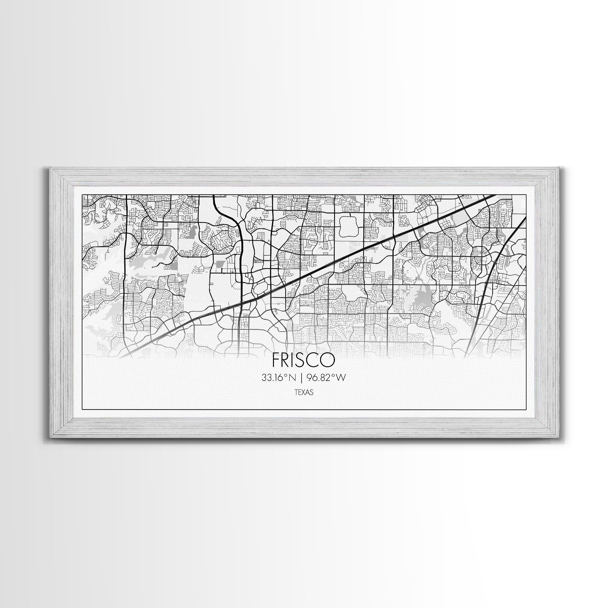 Frisco City Map, Texas Map, Map Art, Minimalist Art, Wall Art, Canvas Art, Black And White Art, College Student Gift, Man Cave Décor, Prints