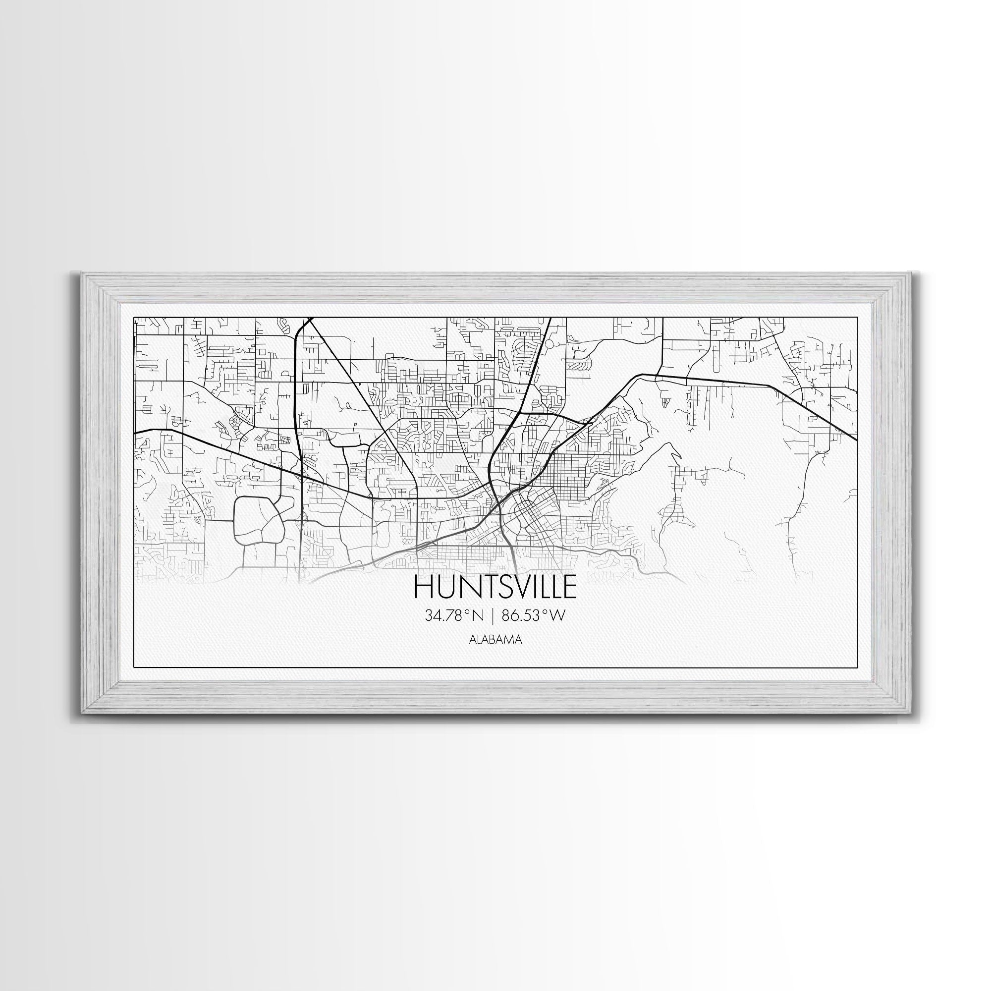 Huntsville City Map, Alabama Map, Map Art, Modern Art, Wall Art, Canvas Art, Country Wall Décor, Gifts For Her, Room Décor For Teens, Prints