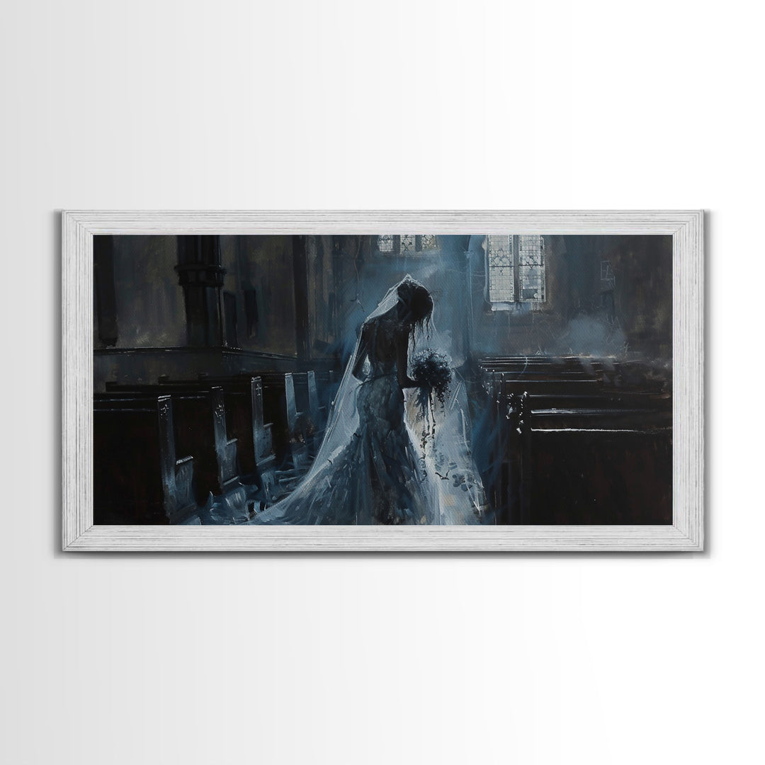 The Ghostly Pride, Framed Canvas Print, Dark Academia Oil Painting, Victorian Style Halloween Art