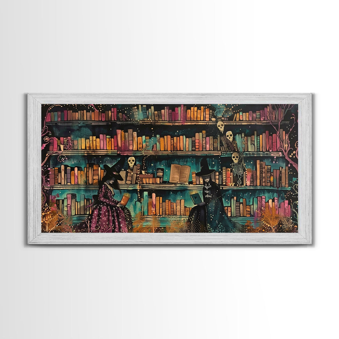 The Witch's Library Framed Canvas Print - Spooky Season Wall Art - Spooky Season - Spooky Decor - Halloween Wall Art