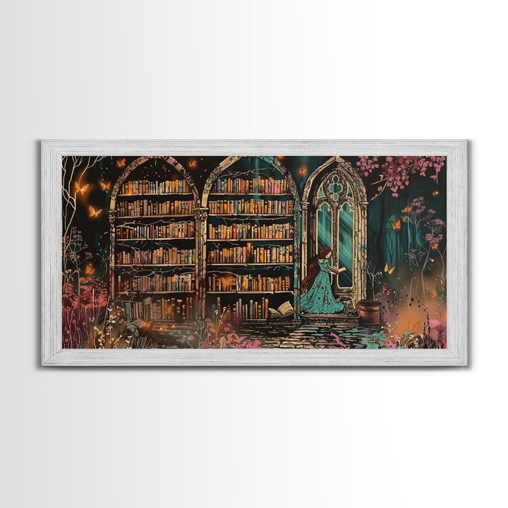 The Witch's Library Framed Canvas Print - Spooky Season Wall Art - Spooky Season - Spooky Decor - Halloween Wall Art