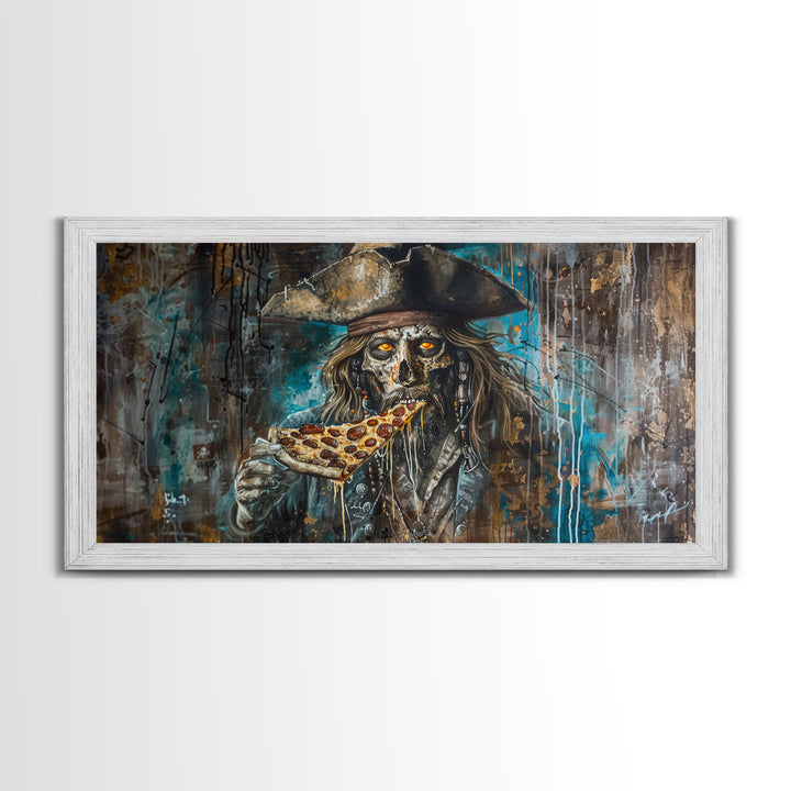 The Pizza Pirate, Framed Canvas Print, Funny Halloween Decor, Halloween Gift Idea