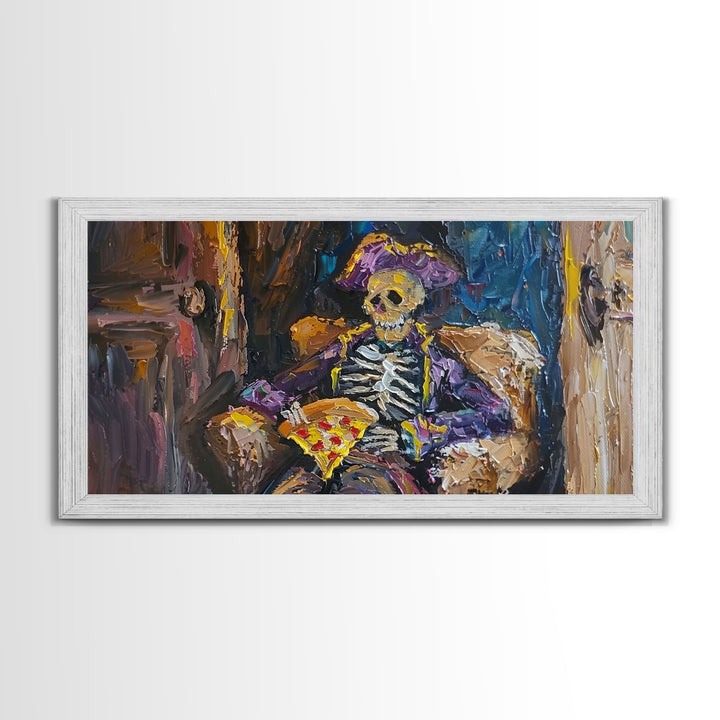 The Pizza Pirate Funny Halloween Decor, Framed Canvas Print, Halloween Wall Art