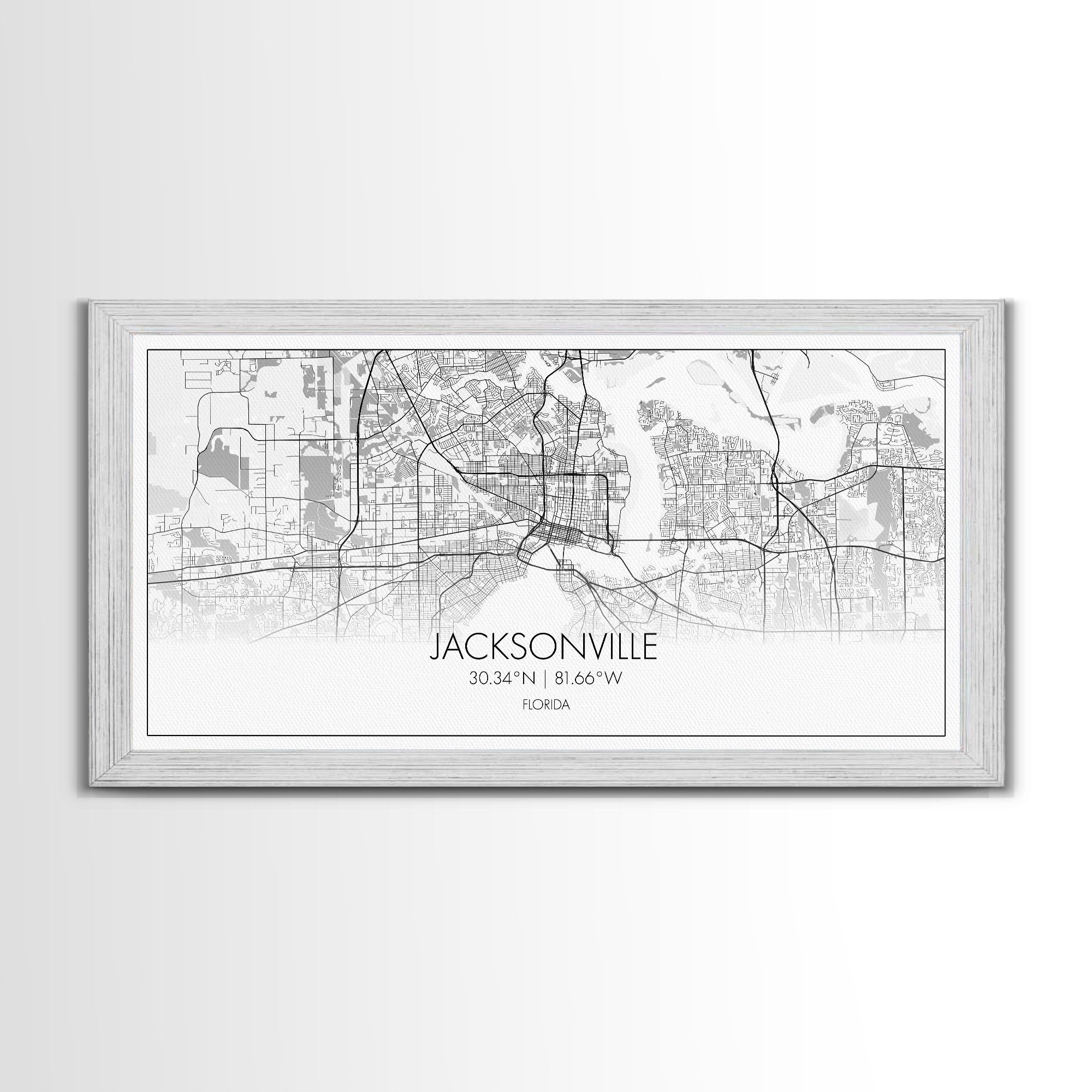 Jacksonville City Map, Florida Map, Map Art, Modern Art, Wall Art, Canvas Art, Bar Cart Art, Wall Print Trendy, Girlfriend Gift, Office Art