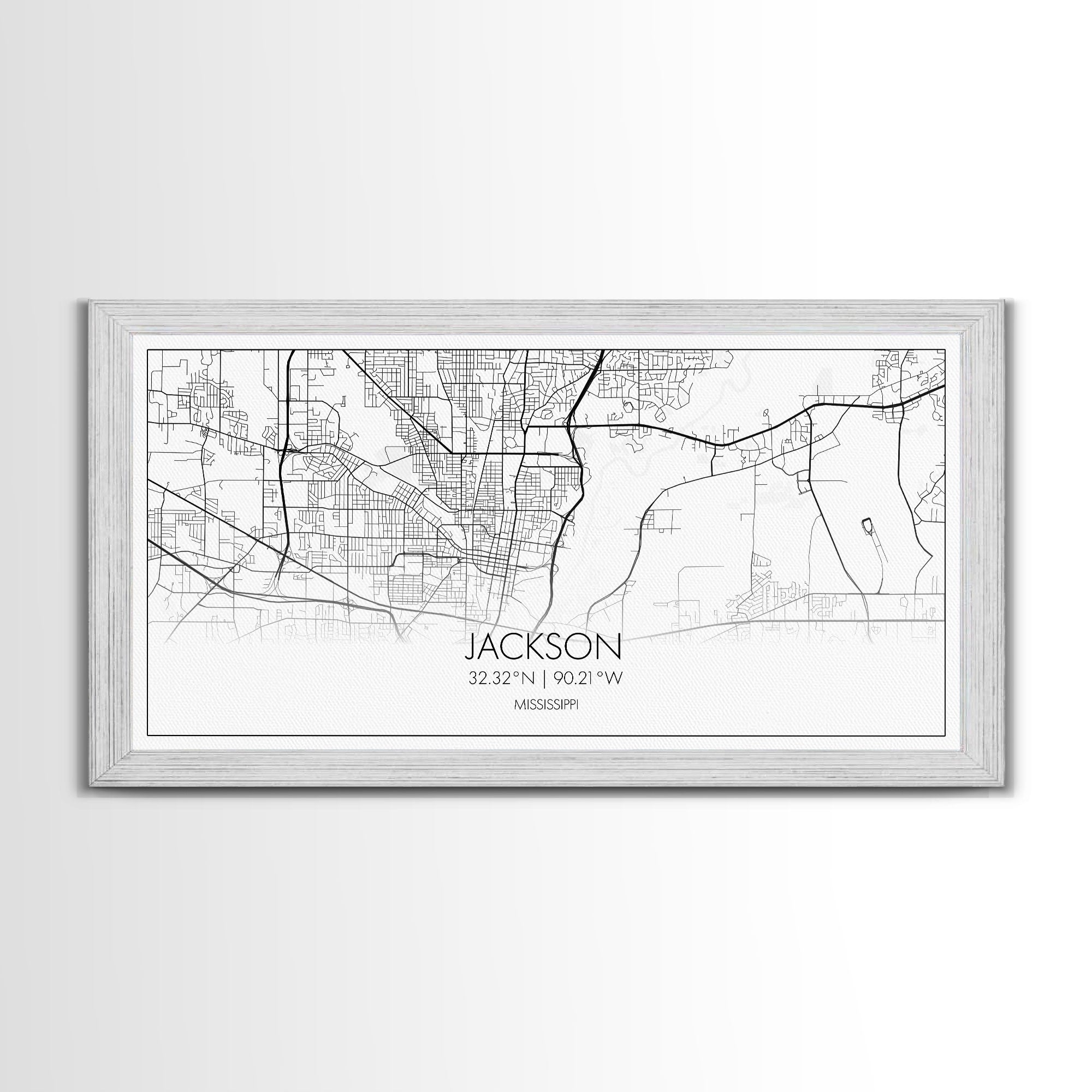 Jackson City Map, Mississippi Map, Map Art, Modern Art, Wall Art, Canvas Art, Apartment Wall Décor, Modern Farmhouse Art, Gift For Men