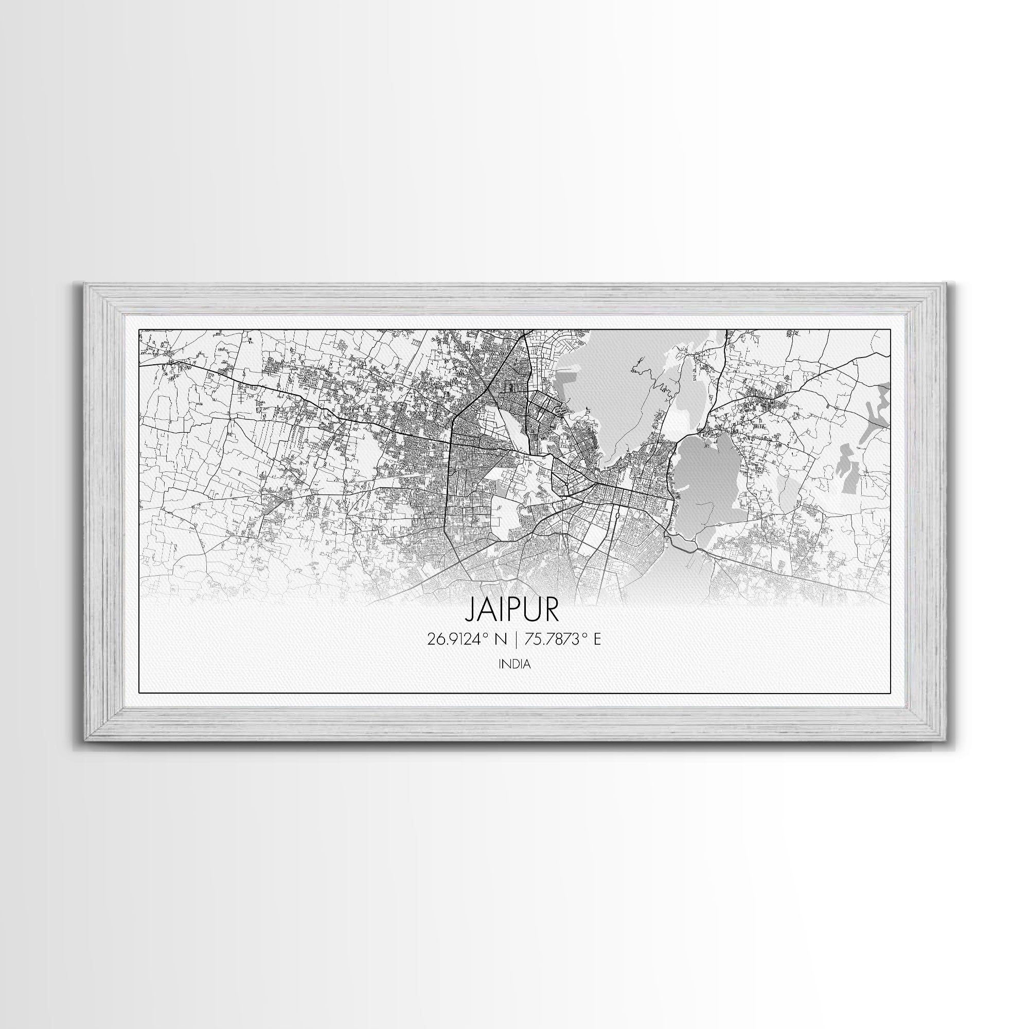 Jaipur City Map, India Map, Map Art, Modern Art, Wall Art, Canvas Art, Apartment Wall Art, Tiny House Gift, Book Shelf Décor, Travel Print