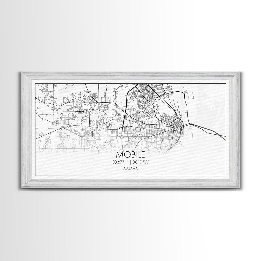 Mobile City Map, Alabama Map, Map Art, Minimalist Wall Art, Wall Art, Canvas Art, Southern Home Wall Art, Anniversary Gift, Ranch Décor