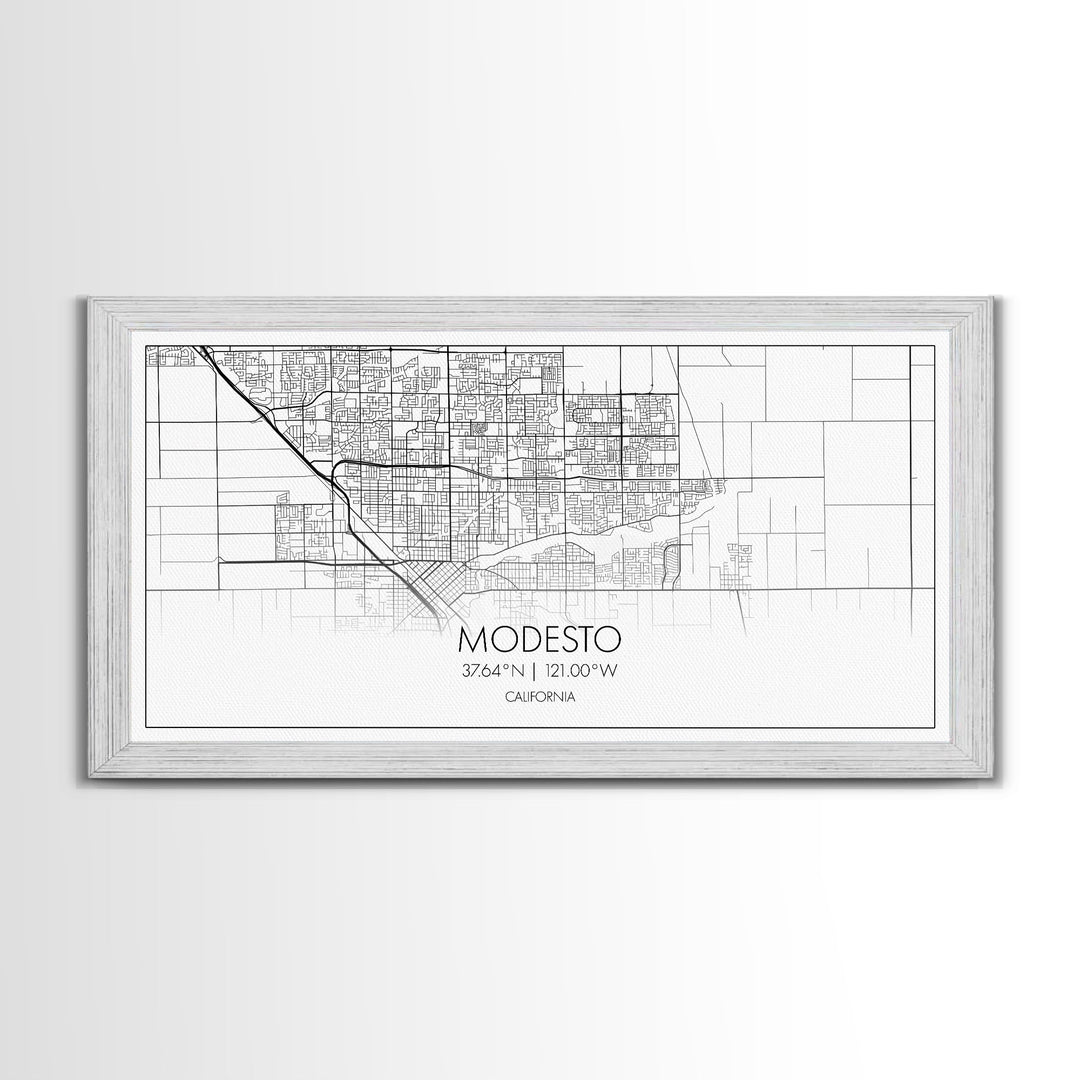 Modesto City Map, California Map, Map Art, Minimalist Wall Art, Wall Art, Canvas Art, Gift For Wife, Dorm Room Prints, Horizontal Wall Art