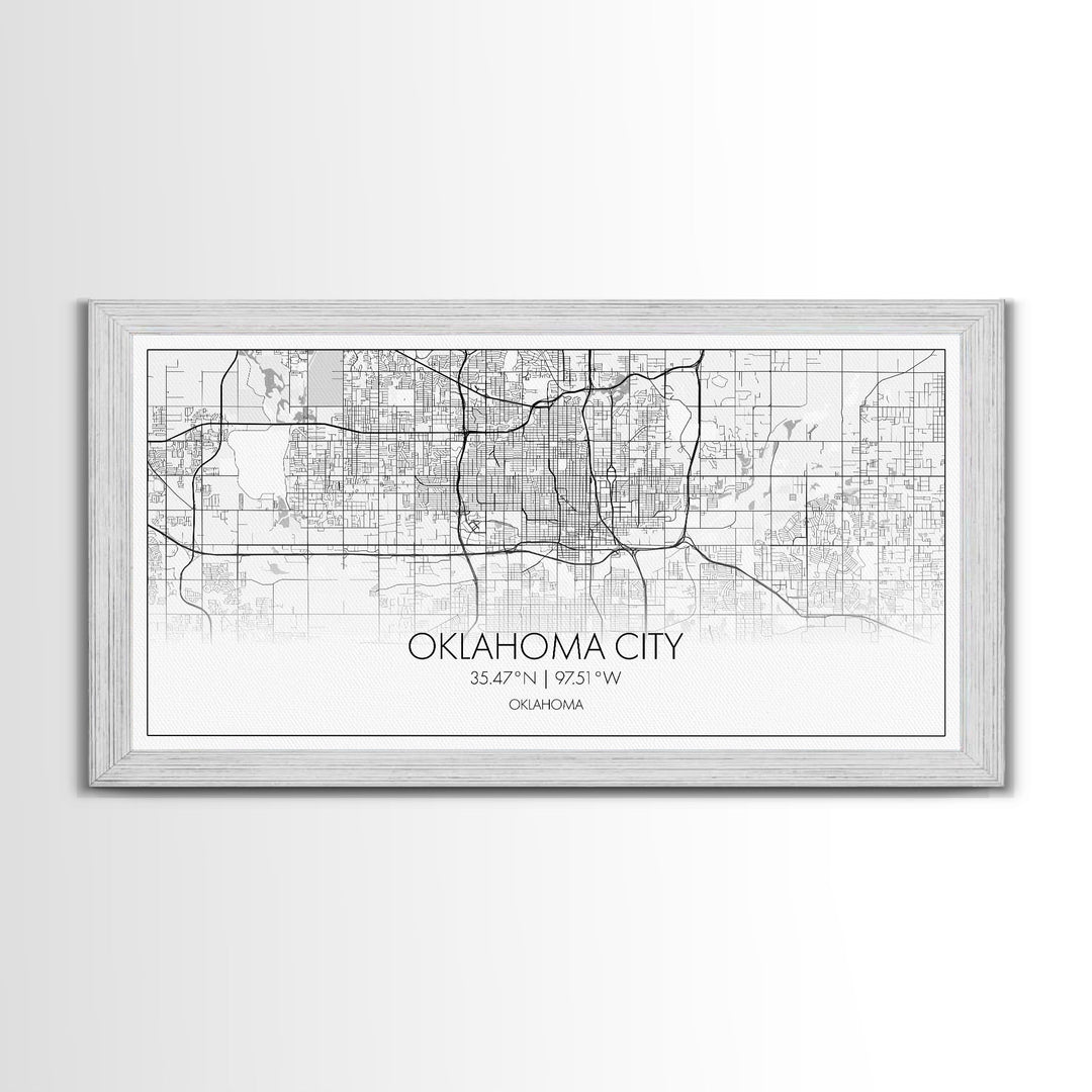 Oklahoma City Map, Oklahoma Art, Map Print, Minimalist Wall Art, Wall Art, Canvas Art, Panoramic Art, Farmhouse Décor, Real Estate Gift